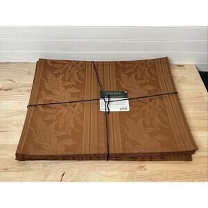 SET OF 8 Lauren Ralph Lauren Placemats Allerton Damask FALL HARVEST CORN + WHEAT